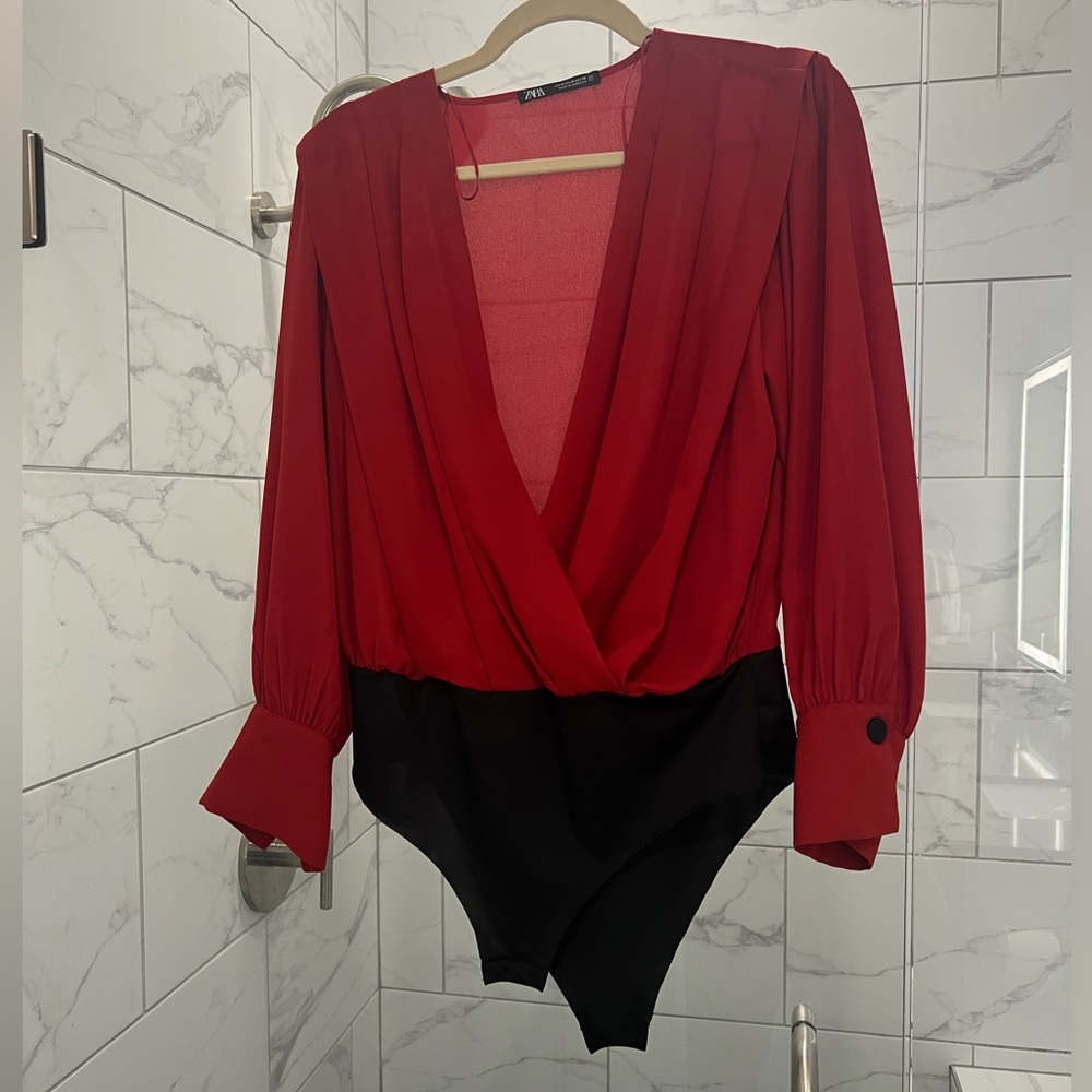 Red Zara bodysuit
